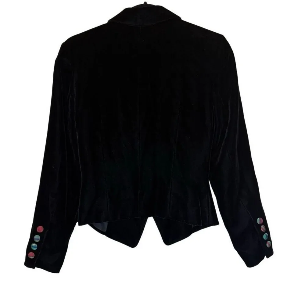 Vintage Charter Club Black Velvet Classic Holiday Blazer W/Covered Buttons Size4